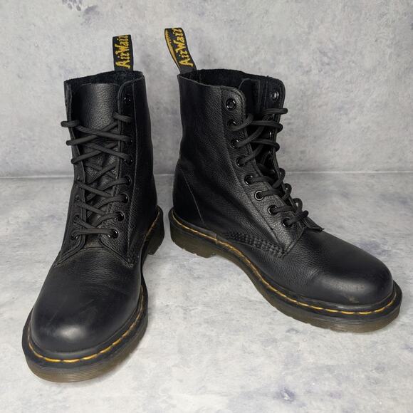 Dr. Martens 1460 Pascal Virginia Leather Combat Boots in Black, Size 8 - Picture 6 of 14